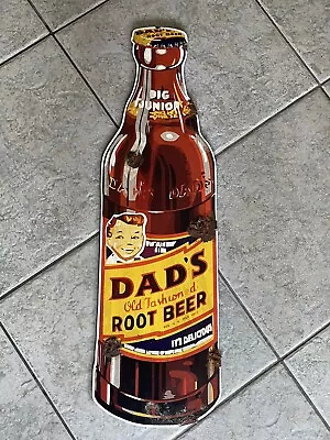 Antique Barn Find Look Dads Root Beer Bottle Fountain  Dealer Sales Pop Sign • $110