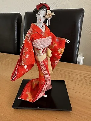 Vintage Japanese Geisha Girl Doll In VGC On Wooden Base • £30