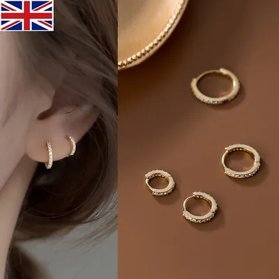 Stainless Steel Earring Sleeper Huggie Stud Cuff Hoop Earrings Nose 6-8mm Women • £3.59