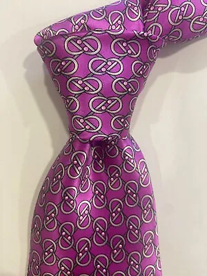 Dolcepunta Tie Purple Interlocking Pattern 100% Silk Tie Made In Italy (Brioni) • $110