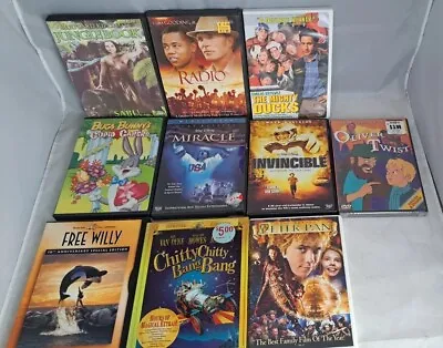 Lot Of 10 Children Family DVD Movies Chitty Bang Bang Mighty Ducks Miracle Etc • $9
