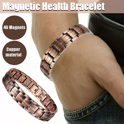 1PC Men Magnets Health Bracelet Pure Solid Copper Magnetic 42 Double Row • $11.71