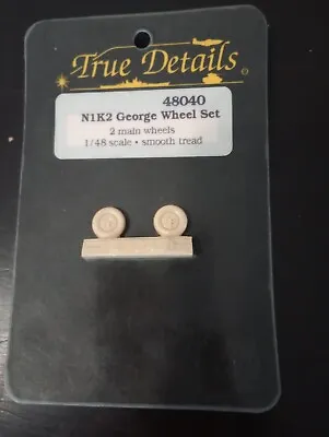 VTG True Details 1/48 N1K2 George Wheel Set 48040 2 Main Wheels Smooth Tread • $6.42