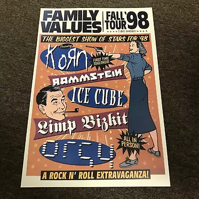 90s Family Values Tour Korn Ice Cubs Limp Bizkit Orgy Concert Poster 24x36 New • $8.99