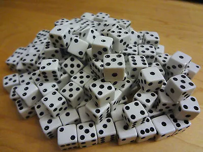 Lot Of 100 White Small MINI 8mm 8 Mm D6 Dice Square Gaming Casino Fast Ship D 6 • $12.95