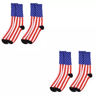  4 Pairs Crazy Funky Groomsmen Sock America Flag Earth Tones • £15.98