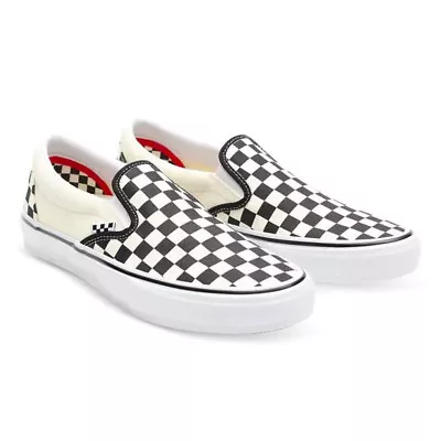 Vans Skate Slip On Checkerboard Shoes In Black Off White-  - • $65