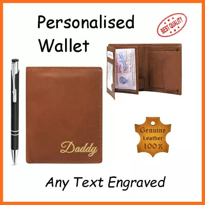 Laser Engraved Wallet Personalised Anniversary Birthday Christmas Gifts For Men • £9.99