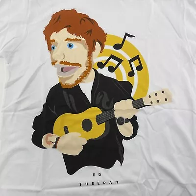 Ed Sheeran Cartoon Graphic White T-Shirt Size Small • $14.77