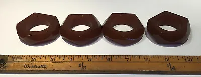 Vintage Brown Bakelite Hexagonal Napkin Rings Holders (4) • $49.99