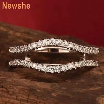 Newshe Curved Wedding Band For Women Ring Enhancer Wrap Guard For Wedding Ring 8 • $29.99