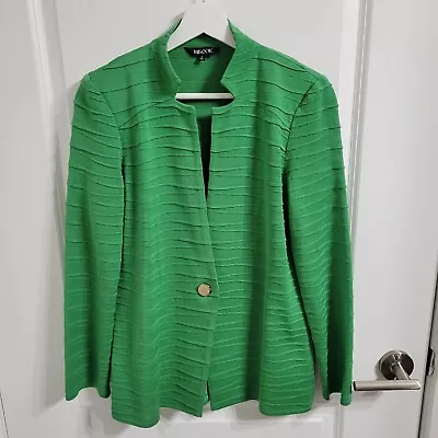 Misook Women's Green Textured Button Up Long Sleeve Knit Cardigan Sweater Size S • $28