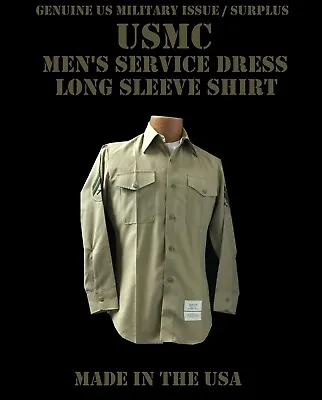 Us Marine Corps Long Sleeve Man's Khaki Dress Shirt Usmc Alpha Uniform S M L Xl • $9.95