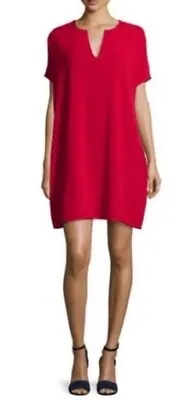 Diane Von Furstenberg Red Short Sleeve Relaxed Fit Tunic Shift Dress Size XS • $60