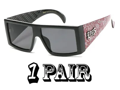 Mens Locs Rectangular Lowrider Biker Flat Top Large Frame Bandana Sunglasses • $10.99