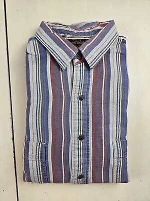 Men's Vintage Large Eddie Bauer Long Sleeve Striped Button-Up Twill Shirt • $14.50