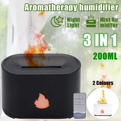 $19.98 • Buy Flame Air Humidifier Aroma Essential Oil Diffuser Mist Purifier Remote USB 200ML