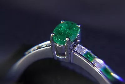 Emeralds And Diamonds 14kt White Gold Ring Size 7.5 • £955.48