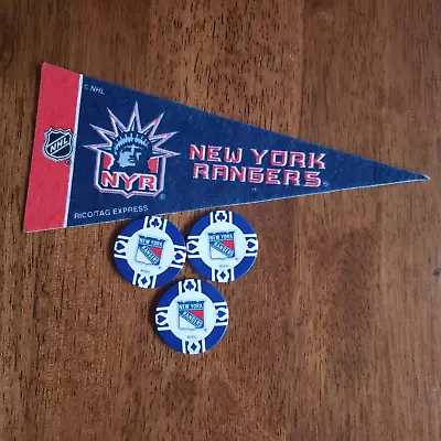 New York Rangers Mini Pennant & 3 Nhl Clay Poker Chips • $7.95