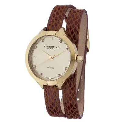 Stuhrling Original 624 03 Vogue Analog Display Swiss Quartz Leather Womens Watch • $109.99