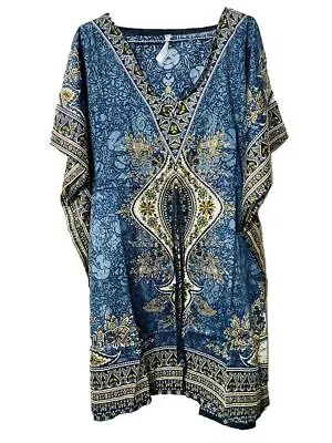 Gray-Short-Kaftan-dress-Hippy-Boho-Maxi-Plus-Size-Women-Caftan-Night-Dress • $18.12