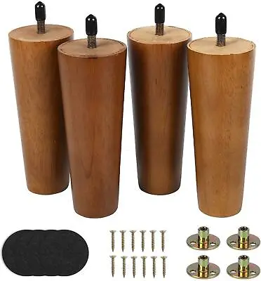 6 Inch Wood Furniture Legs Round Sofa Legs Set Of 4 Mid-Century Sofa NEW • $36.89