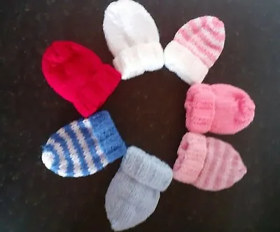  Hand Knitted -  Baby Mittens - Mitts - 0-3 Month - Various Colours • £1