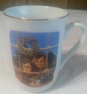 Christmas Mug High Hopes Norman Rockwell Museum 1985 Gold Paint Trim Rim/Handle • $4.99