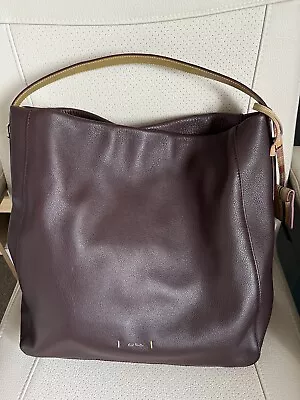 NEW. Paul Smith Large Burgundy Calf Leather Hobo Bag Never Used • £80