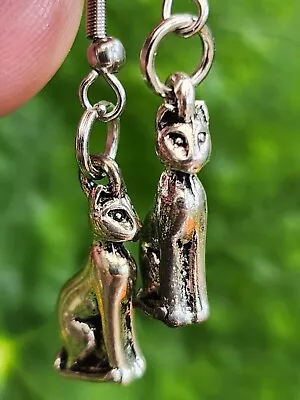 Cat Earrings Bast Bastet Egyptian Cat Front Facing 3d Design Simply Unique Gift • £3.95