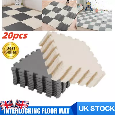 20 Large Soft Foam EVA Kids Floor Mat Jigsaw Tiles Interlocking Garden Play Mats • £10.98