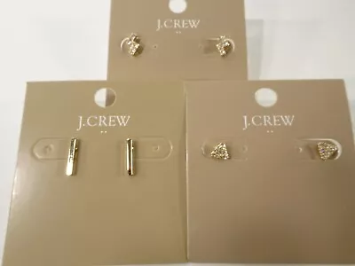 J.Crew Women's Stud Earrings Set Of 3 Gold Crystal NWT 75 Value  • $9.60