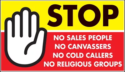 Stop Cold Calling Door Sticker No Canvassers Callers Religious Groups METAL Sign • £2.99