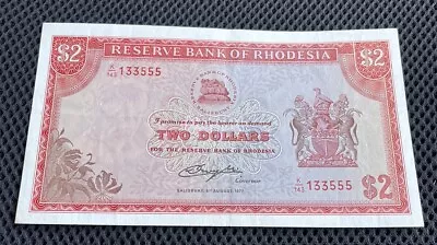 Reserve Bank Of Rhodesia $2 Two Dollar Banknote August 1977 Lovely Condition • £0.99
