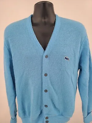 Vintage Izod Lacoste Cardigan Sweater Blue 70s/80s USA Dad Mr. Rodger’s Unisex * • $47