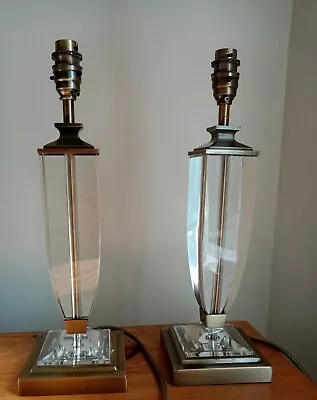 PAIR LAURA ASHLEY 'Carson' Antique Brass & Crystal Table Lamps X 2 JOHN LEWIS  • £69.99