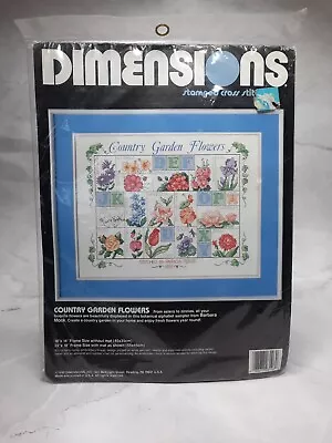 Vintage Dimensions Stamped Cross Stitch Kit Country Garden Flowers 3106 • $18.99