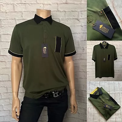 Gabicci Jersey Polo Shirt Size Medium Green/Black BNWT. • £19.99