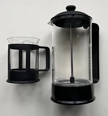 Vintage BODUM BRAZIL Cafetiere & Coffee Mug PRESS Glass Tea Cup RETRO • £10