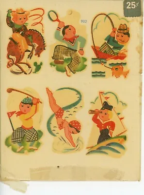 Vintage Meyercord Decal People Outdoor Sports #902 6/sheet 1940s • $13.99