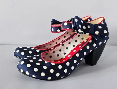 Ruby Shoo Piper In Navy Spots Size 5/38 EXCELLENT CONDITION & GORGEOUS SHOES  • £29.99