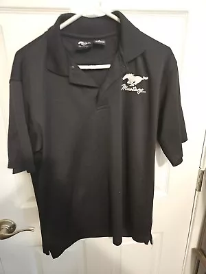 Men's Golf Polo Shirt Size M Mustang Branded Black Embroidered  • $14.99