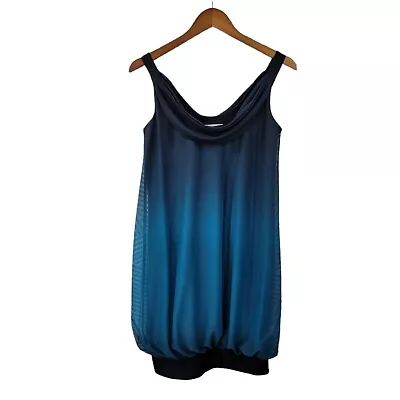 London Times Bubble Slip Party Dress Size 4 Mesh Layered Ombre Blue Drape • $20.39