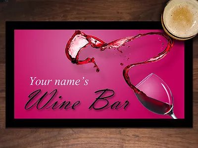 Personalised BAR MAT Wine Bar Ladies Gift BAR RUNNER Customised Name • $35.95