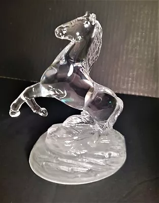 Vintage Horse Figurine Crystal Frosted Base Made In France 1970's • $38