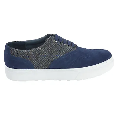 NIB F-Troupe Tweed Suede Lace Up Sneaker Shoes Navy Size 8 • $39.99