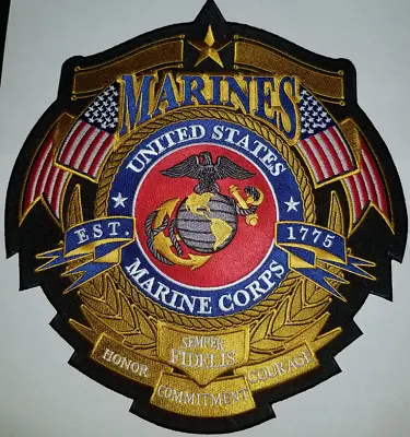 US MARINES X-LARGE  CUSTOM BIKER / MILITARY   MARINE   Back Patch 10 X 11 Inches • $24.50