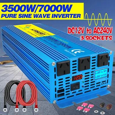 3500W/7000W Pure Sine Wave Power Inverter 12V To 240V Camping Travel Outdoor • $299.86