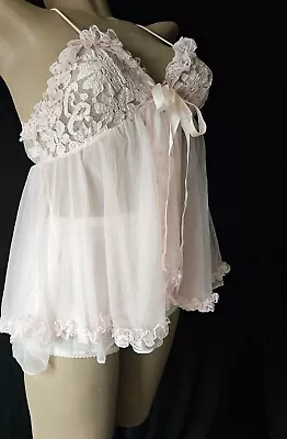 Pink 60's Vintage Double Chiffon Nightie~ALANA GALE~New W/Tag~Baby Doll~S • $17