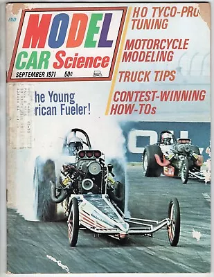 MODEL CAR SCIENCE Magazine Sept 1971 MOTORCYCLE Slot Car HO Racing KITS Vintage • $9.95